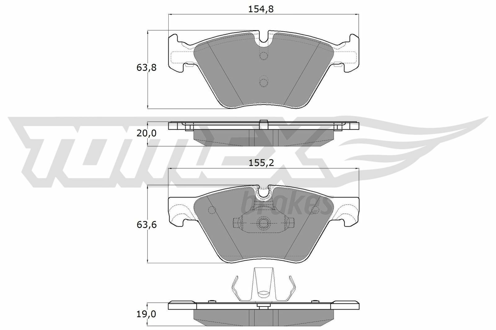 Sada brzdových destiček, kotoučová brzda TOMEX Brakes